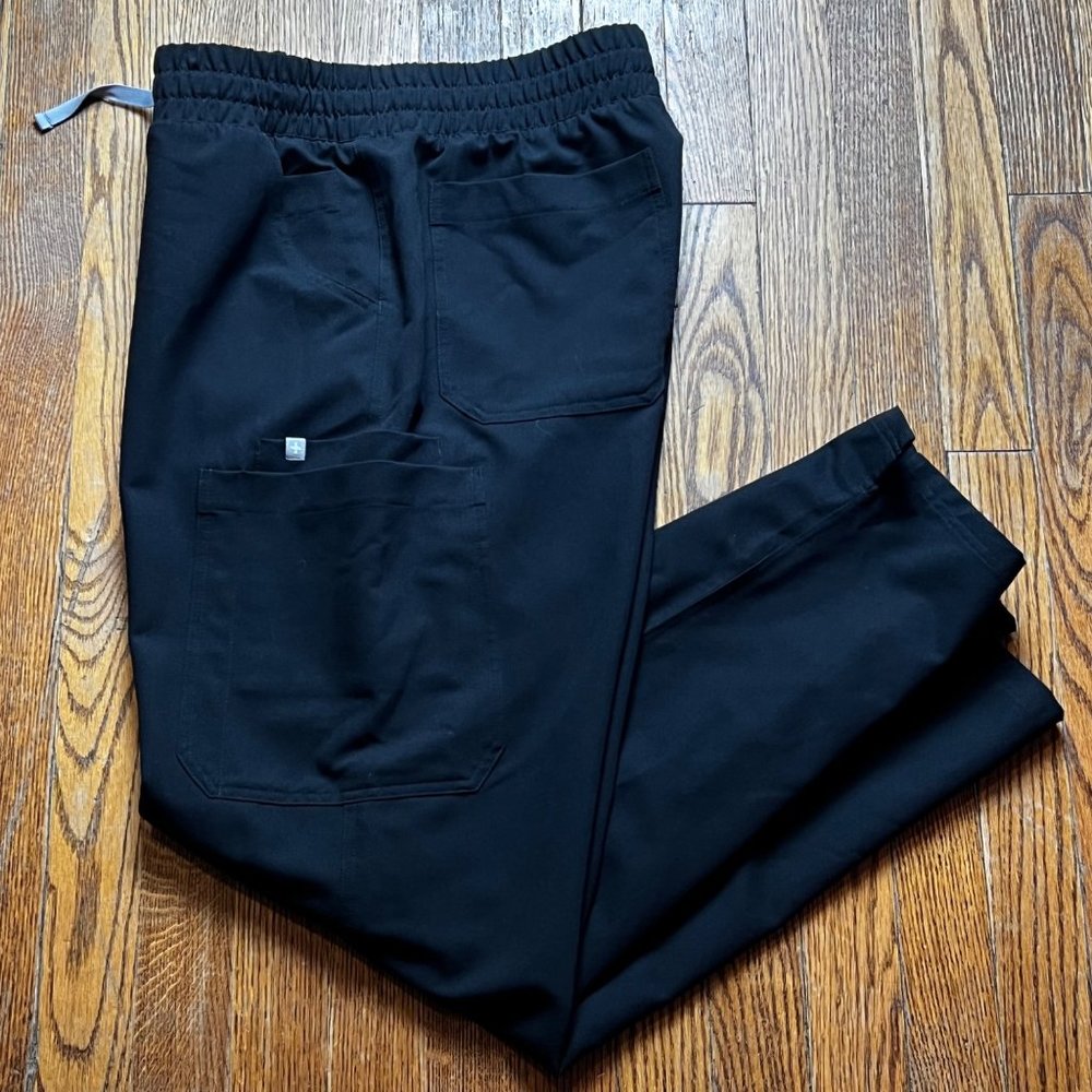 Figs womens Black scrub pants elastic waistband technical collection XL